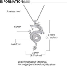 画像をギャラリービューアに読み込む, ヒップホップ アイスアウト キラキラ輝くフルCZドラゴンペンダント チェーン クリエイティブパンクネックレス メンズM780
