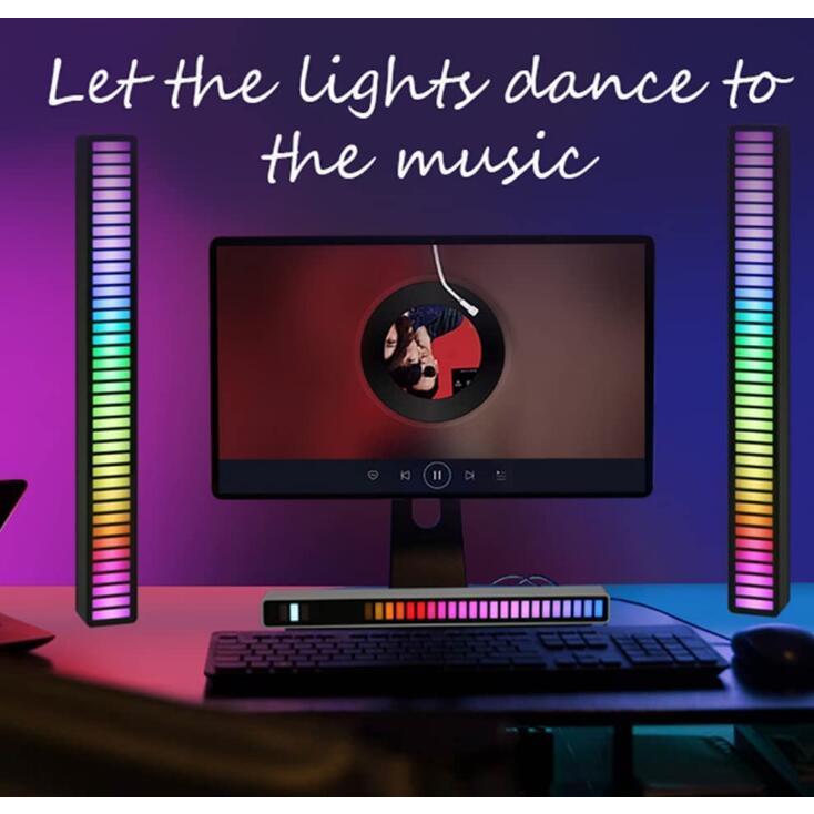 LED リズム ライト 音楽連動 スマート ブラック 32色 カー用品 デスク - アクセサリー