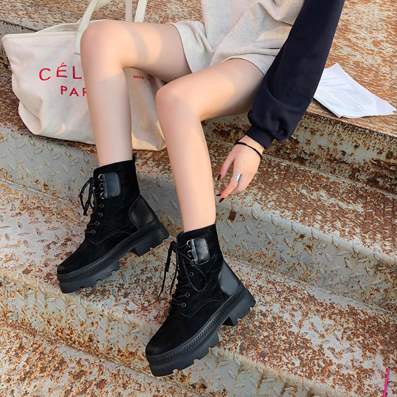韓国風レトロ厚底ストリート系秋冬ファッション定番ブーツ