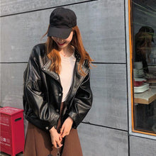 画像をギャラリービューアに読み込む, 学園風春新作ファッション韓国風ルーズ合わせやすいPU革ジャケット
